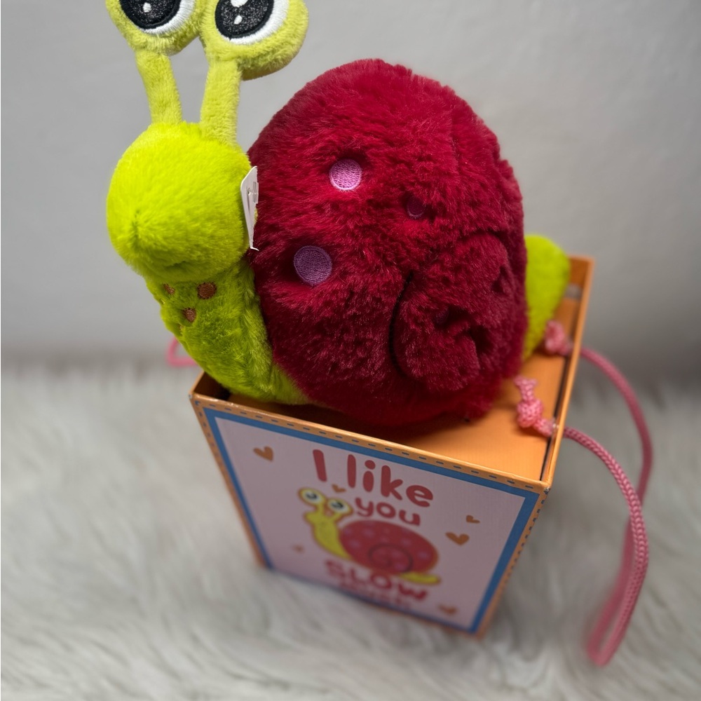 Plush Snail Toy - Red and Green